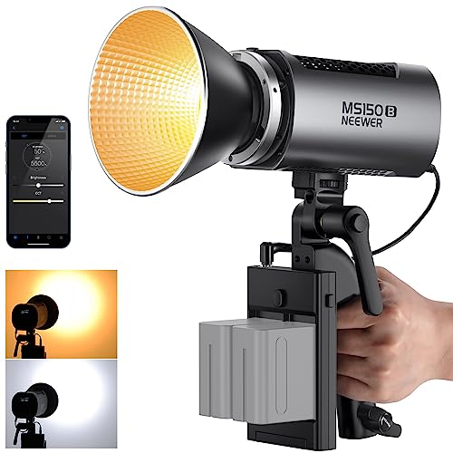 NEEWER MS150B 130W Bi Farbe LED Video Licht,Mini COB Tragbare Fotografie Beleuchtung mit App Steuerung, 2,4G Modus,Bowens Halterung, 200000 lux/0,5m,2