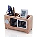 Artinova Wooden Pencil Holder Desk Supplies Organizer Pen Cup, Stationery Storage Box with Calendar for Desk, ARTA-0006M