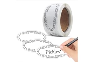 150Pcs Removable Oval Canning Labels, Water Oil Resistant Pantry Jar Stickers with Perforation Line, Blank Write-on Labels fo