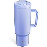 Meoky 40 oz Tumbler with Handle and Flip Straw, 100% Leakproof Tumbler with Lid and Straw, Stainless Steel Insulated Cup, Cupholder Friendly, Keeps Cold for 34 Hours (Lilac)