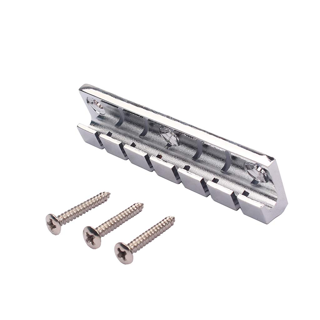Alnicov 6 Strings Metal Fixed Hardtail Saddle Bridge for Electric Guitar Chrome
