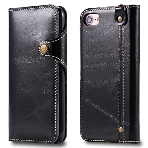 IPhone 7 phone case,Card Slot / Cash Box Cover, Leather Wallet Phone Case, Leather Flip Wallet Magnetic Case Cover+Free Give Screen Protector For iPhone 7 4.7"(black)