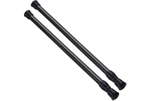 AIZESI Spring Tension Curtain Rods Short Tension Rod (Black, 16" to 28"-2Pcs)