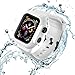 VANCHAN Compatible Waterproof Apple Watch Case 44mm Series 4, Water-Proof & Shock-Resistant Protective Cover with Soft Silicone iwatch Band for Apple Watch Series 4 44mm (White)