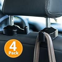 Toplus 4 PACK Car Headrest Hooks - Vehicle Universal Car Organizer Car Back Seat Headrest Hanger Holder Hook for Bag Purse Cloth Grocery, Black- Coloured