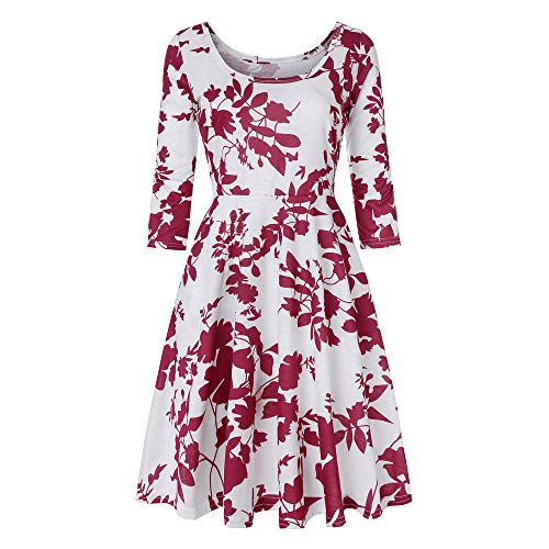 Womens Dresses Clearance Sale! Women's Plus Size O-Neck Long Sleeve Floral Printing A Line Casual Party Dress
