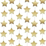 Gold Stars Decorations Party Garland 80 inch Sparkling 8 Piece