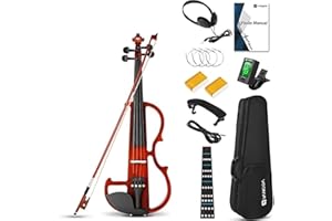 Vangoa Electric Violin, 1/2 Silent Electric Violin Kit for Beginners Kids Solid Wood Electric Fiddle Starter Set
