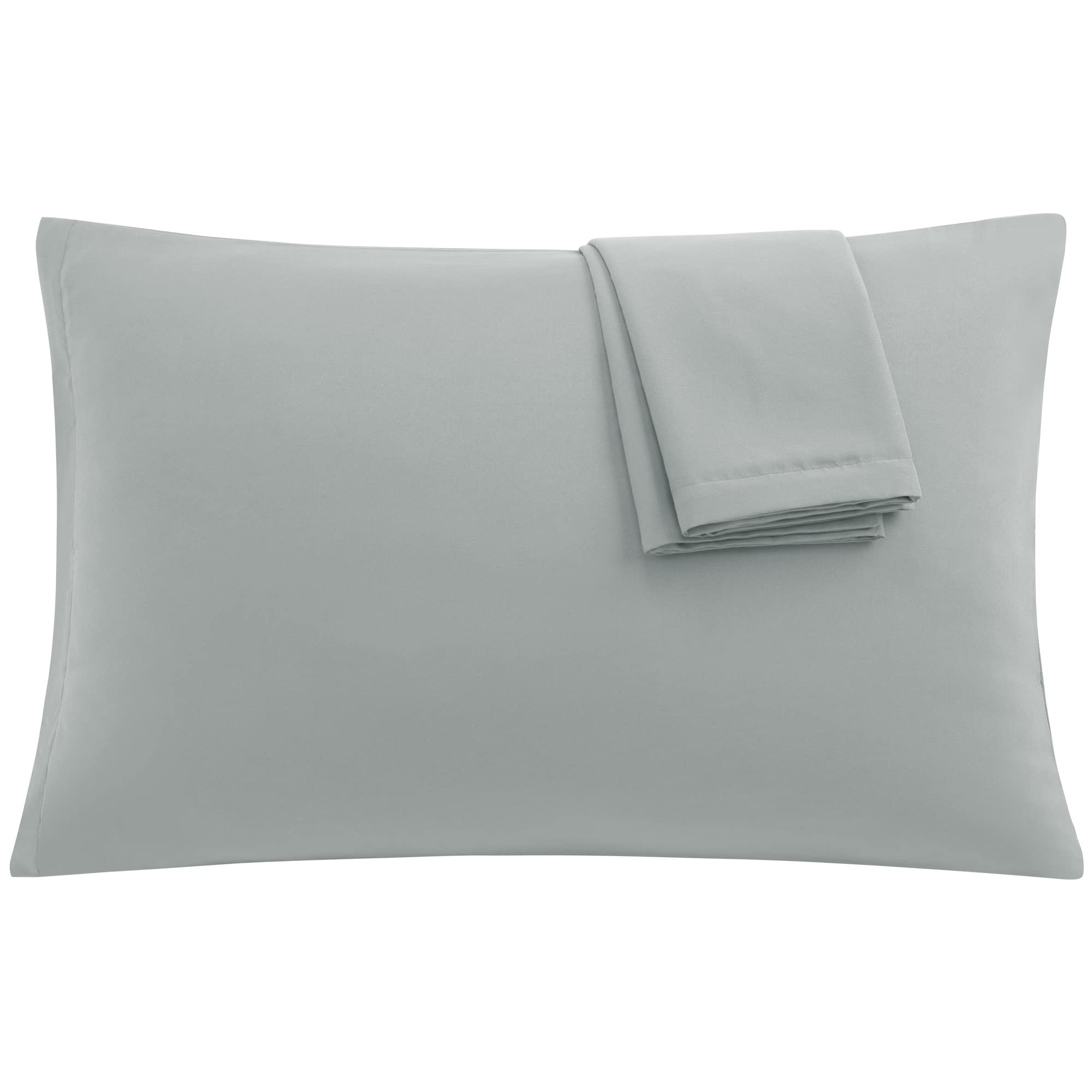 sourcing map 2 Pack Pillow Cases Soft 1800 Series Microfiber Pillowcases Set with Zipper Grey Standard(20"x26")