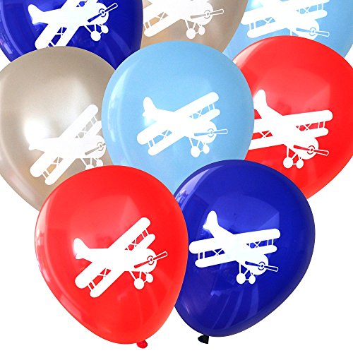 Biplane Vintage Airplane Party Balloons (16 pcs) by Nerdy Words