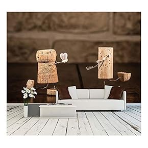 Concept Marriage Proposal with Wine Cork Figures - Removable Wall Mural | Self-Adhesive Large Wallpaper - 66x96 inches
