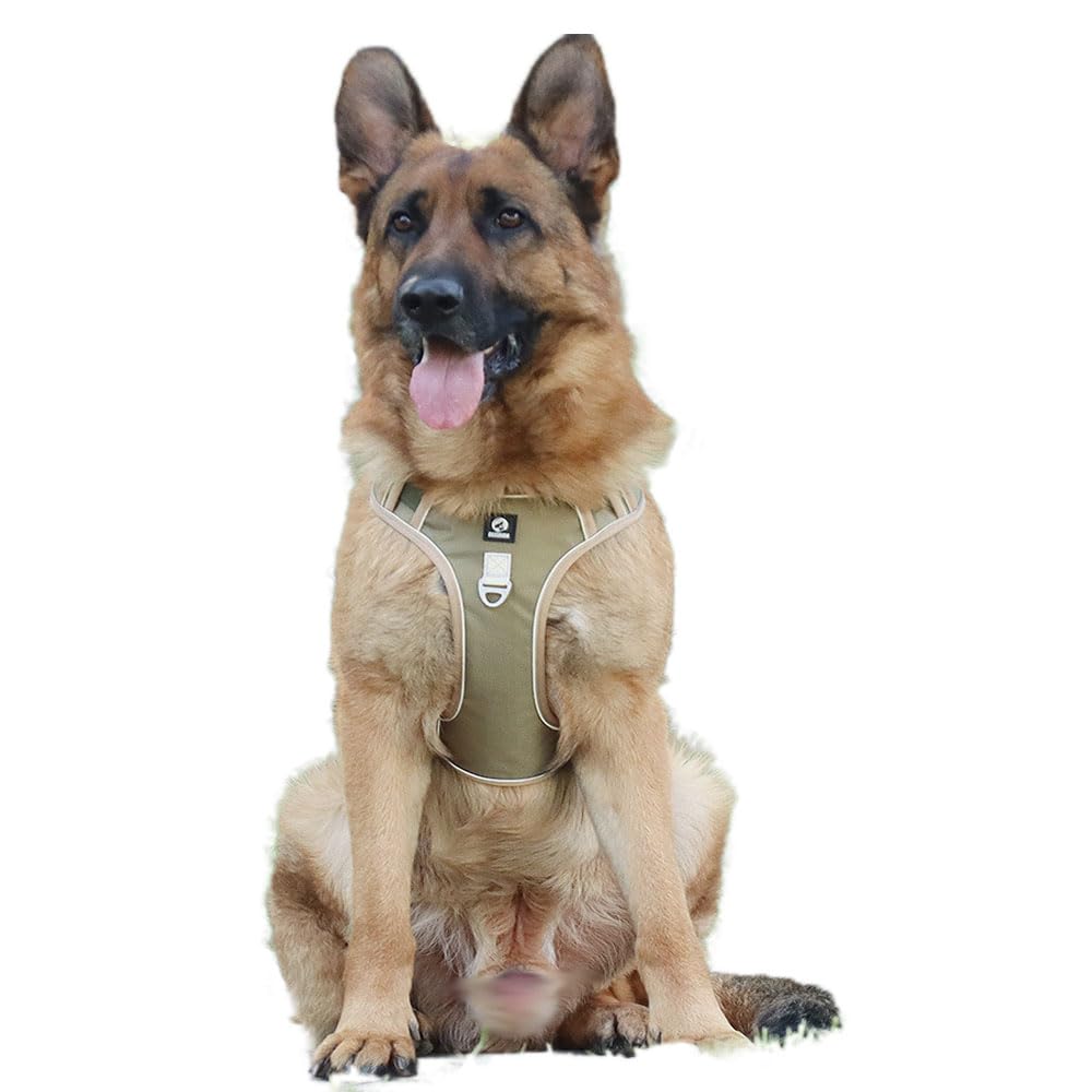 Coogime Breathable Dog Harness, No Pull Chest Harness, Reflective Stripes Harness for Dogs, Safe Puppy Harness, Adjustable, Soft (khaki, L)