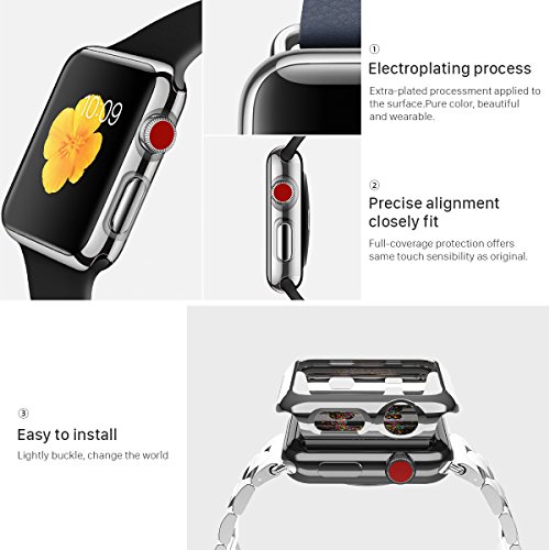 HOCO PC Protective Case for Apple Watch iWatch Series 2 / Series 3 Plating Cover Shell Bumper Case Silver-38mm - Thumbnail 3