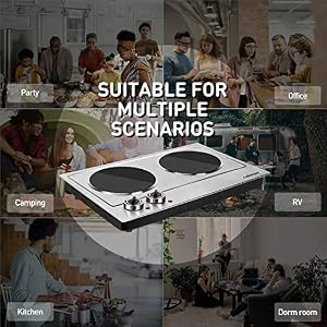 Cusimax Hot Plate Electric Double Burner Ceramic Infrared Portable Burner  Heating Plate Portable Outdoor Electric Stove 1800W with Adjustable  Temperature, Non-Slip Rubber Feet, Stainless Steel Easy To Clean, Upgraded  Version CMIP-C180 (Color: