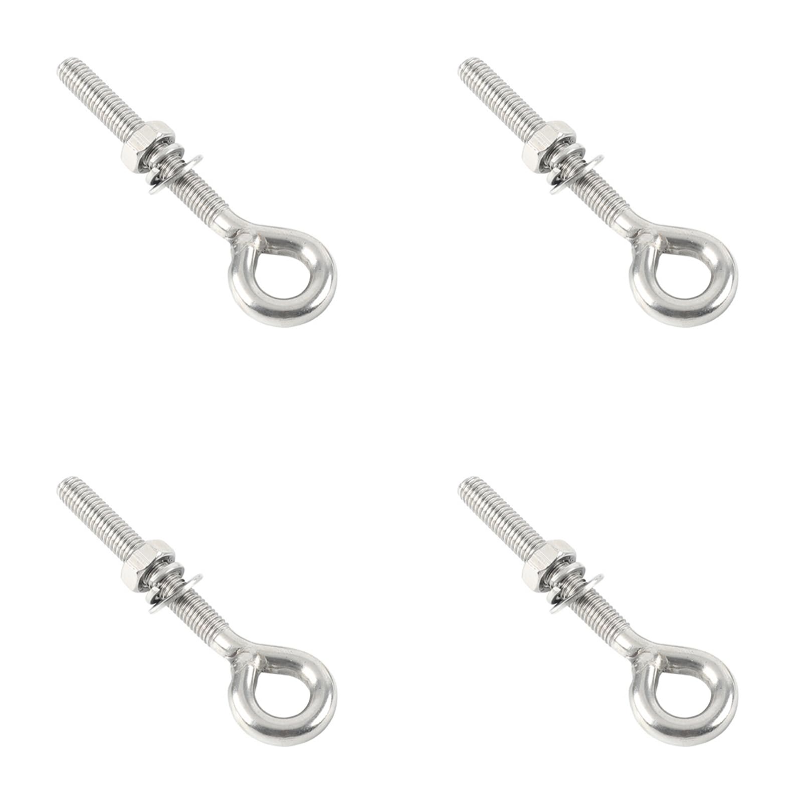 4Pcs Stainless Steel Eye Bolts,M8 Shoulder Eye Bolt, Heavy Duty Screw Eye bolt,with Washer and Nuts Lifting Eye Nuts Bolts