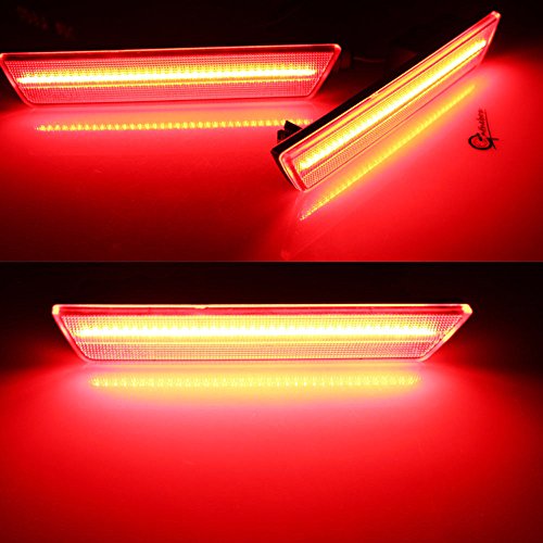 GTINTHEBOX 2PCS 3D Classic Clear Lens Red 36-SMD LED Rear Bumper Side Marker Lights Lamps Replacement Kit For 2008-2014 Dodge Challenger & 2011-2014 Dodge Charger