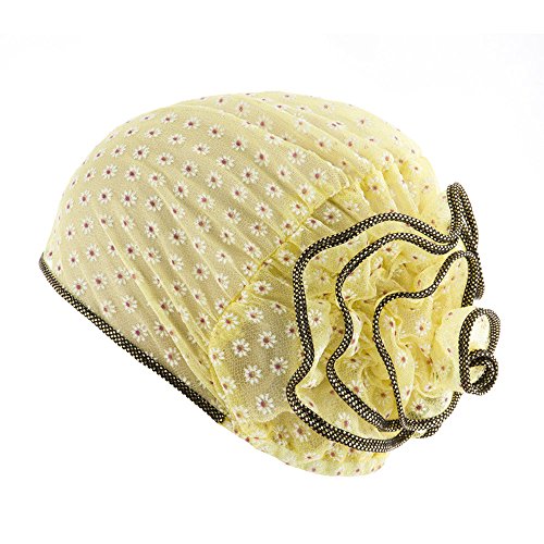 TOOPOOT Muslim Women's Cap Silk Yarn Turban Cancer Chemo Hats Loss Head Scarf Wrap Cap (Yellow) - Thumbnail 3