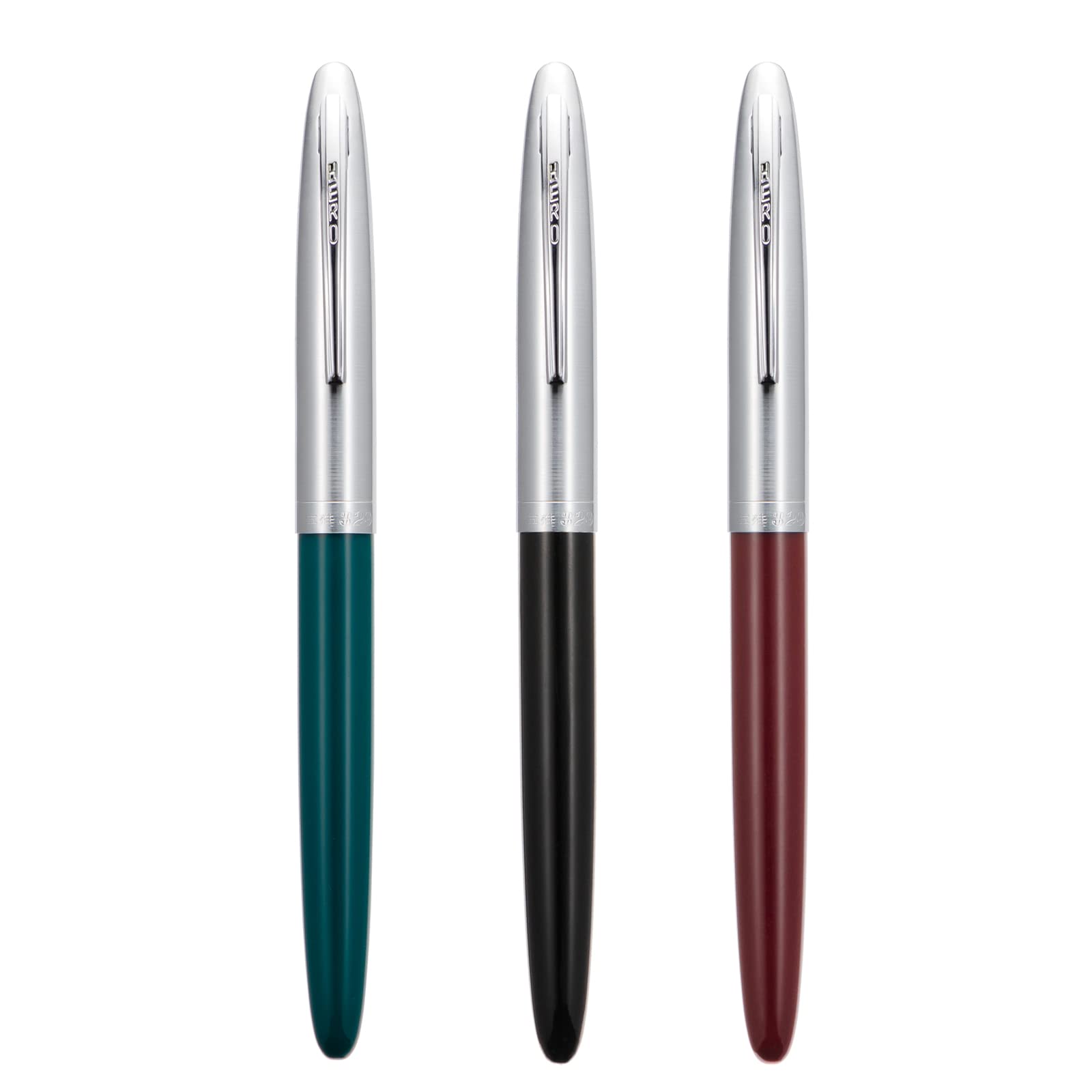 3 PCS Hero 329-2 Fountain Pen Set, Fine Nib with Different Color (Black, Red, Green)