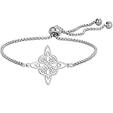 TEAMER Adjustable Witches Knot Bracelet Stainless Steel Celtic Knot Box Chain Bracelet Amulet Vintage Jewelry for Women