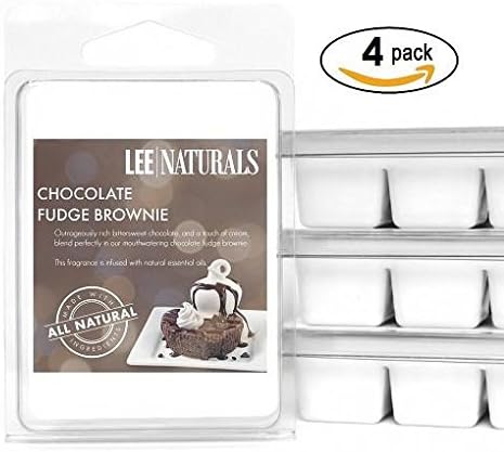 Lee Naturals Classics - (4 Pack) CHOCOLATE FUDGE BROWNIE Premium All Natural 6-Piece Soy Wax Melts. Hand Poured Naturally Strong Scented Soy Wax Cubes