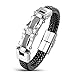 Areke Men's Stainless Steel Braided Leather Bracelets, CZ Punk Cuff Bracelet Bangle Silver 7.5-8.5 Inch Item Length 7.5 inch