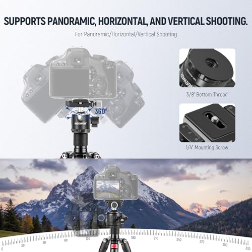 Neewer Portable Desktop Mini Tripod - Aluminum Alloy 20 inches/ 50 centimeters with 360 Degree Ball Head, 1/4 inch Quick Shoe Plate for DSLR Camera Video Camcorder, Load up to 11 pounds/5 kilograms