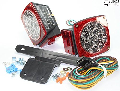 Waterproof Submersible Jeep TJ CJ YJ JK replacement Trailer Boat Truck Stop Turn Tail LED Lights w Kit & License Illuminator Sealed