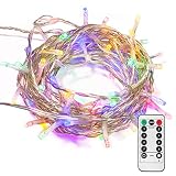 echosari 100 LEDs Outdoor LED Fairy String Lights Battery Operated with Remote (Dimmable, Timer, 8 Modes) - Multicolor