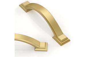 Asimerdeco 10 Pack Brushed Gold Cabinet Pulls 3 Inch(76mm) Kitchen Cabinet Handles Solid Zinc Alloy Cabinet Hardware Drawer P