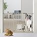 Paws & Pals Dog Gate Multifunctional Indoor Metal Baby Barrier - Adjustable Tall-Wide Fence for House Doorway with Lockable Pet Door Flap- 53