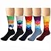 Deer Mum Men's Fashionable Colorful Soft Cotton Socks (5 Pack) (set1)