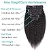 Rolisy Kinky Straight Clip ins Human Hair Extensions,100% Unprocessed 8A Grade Human Hair,Real Soft Thick Hair for Women,Kinky Straight Hair Clip ins,Natural Black Color,120Gram,10Pcs,18 INCH