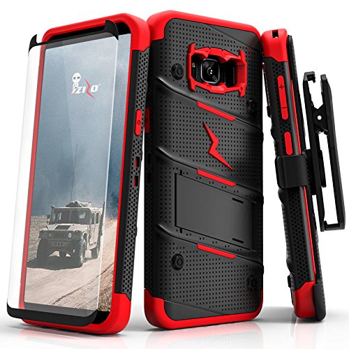 Samsung Galaxy S8 Case, Zizo [Bolt Series] w/ [Galaxy S8 Screen Protector] Kickstand [12 ft. Militar