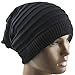 Samtree Unisex Slouchy Beanie Hat Stripe Knit Cap Loop Scarf Neckerchief Dreadlocks(Black)