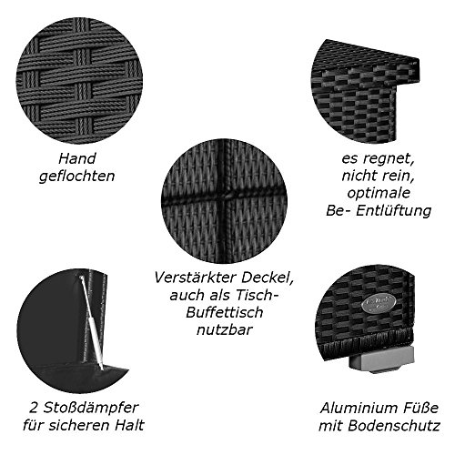 RS Trade® exclusive 'Venezia' 950 L Polyrattan Garten Kissenbox wetterfest (wasserdicht) 146 x 83 x 80 cm, Auflagenbox… – Bild 4