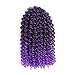 HVAXING 8 inch Short Marlybob Crochet Braiding Hair 3 Bundles/pack Afro Kinky Curly Synthetic Ombre Braids Hair Extensions (Natural Color-Purple)