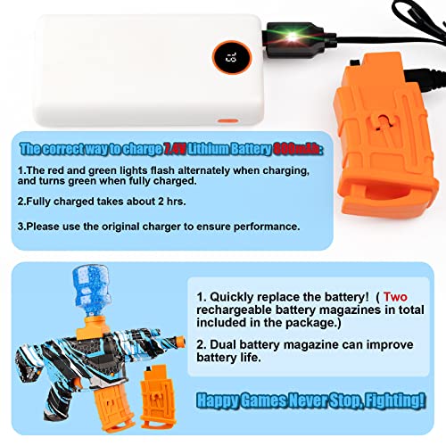 Splatter Ball Gun, Splat Gel Ball Blaster with 2 Batteries and Water