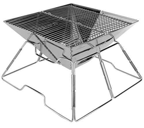 Wealers Compact Folding 12 Inch Charcoal BBQ Grill Made From Stainless Steel. Portable and Great for Camping, Picnics, Backpacking, Backyards, Survival, Emergency Preparation.
