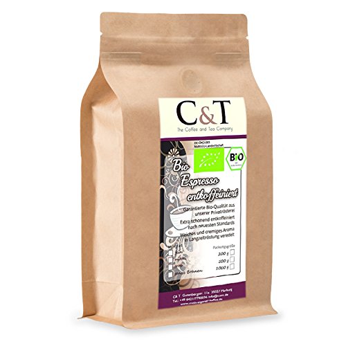 C&T Bio Espresso Crema | Cafe entkoffeiniert 100 % Arabica 500 g entkoffeinierter Kaffee gemahlen im Kraftpapierbeutel – Bild 3