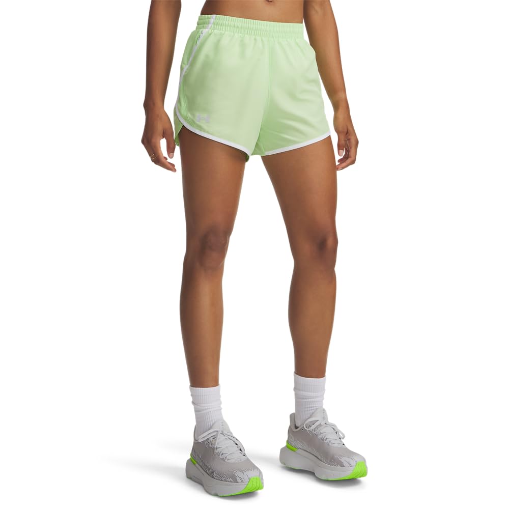 Under Armour Women's Fly by Shorts, (712) Lumos Lime/White/Reflective, XX-Large Image