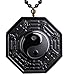 MOHICO Black Obsidian Pendant Necklace, Tai Chi Obsidian Amulet Chain Yin Yang Pendant Necklace, Engraving Crystal Natural Black Obsidian Stones Gossip Pendant Extend Bead Chain for Men or Women