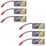 TATTU 6pcs 3.7V 800mAh 25C 1S LiPo Battery Pack with JST Plug for F181 MJX X400 X400W X800 Holy Stone X300C X200 X500 Sky Viper S670 V950hd V950str HS110 HS200 Syma X56W HS200W RC Quadcopter