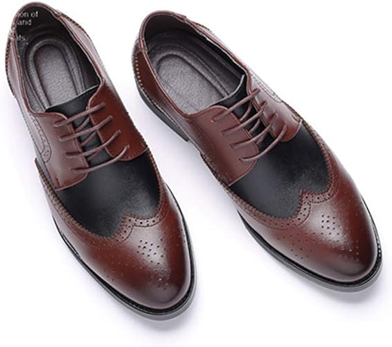 Amazon ジョイジョイ ビジネスシューズ ウィングチップ 黒茶 メンズ オフィス お洒落 ドレスシューズ メッシュ 通気 滑り止め 紳士靴 レザー スーツ用 冠婚葬祭 バイカラー 歩きやすい レースアップ 大きいサイズ 夏 シューズ バッグ