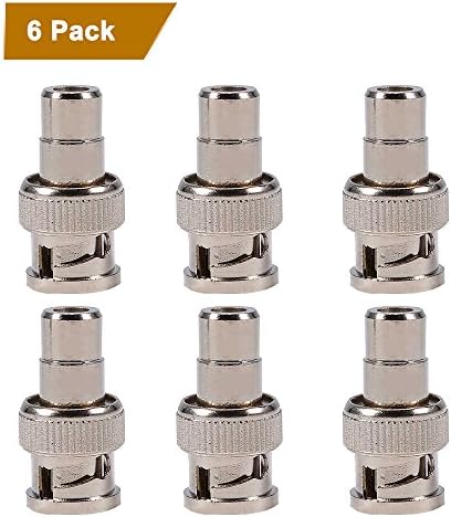 Seekpow BNC Male to RCA Female Plug 6Pack, Jack Adapters Coaxial Connector For CCTV Video