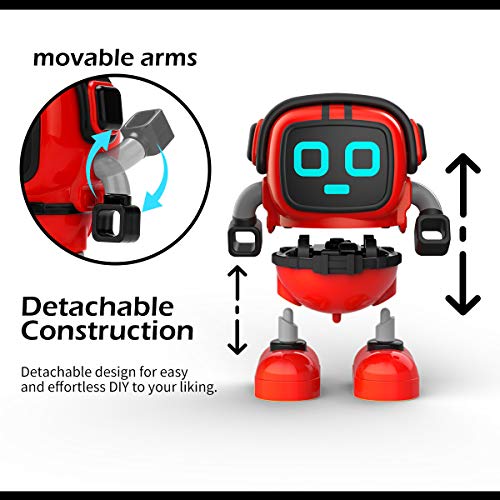 JJRC R7 Novelty Game Toy Spinning Top Robot Battle Gyro Pull Back Car Spinning in Wind Up Gyro Toy for Kids Boys Girls Gifts (Red)