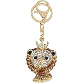 Moydolo Crystal Rhinestone Lion Keychain Bag Charms Bling Animal Lion Key Chain Ring Pendant for Women Girls Handbag Purse