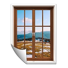 Wall Paper Small Wall Mural Snowscape Out of The Window Wall Art Removable Wall Decoration for Bedroom Living Room - 24x32 inches