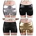 jntworld women Sexy Faux Leather High Waist Shorts Sateen Skinny pants black