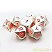 Bescon 7pcs Set Solid Metal Polyhedral D&D Dice Set Matt Silver with Orange Numbers, Metal RPG Role Playing Game Dice Set