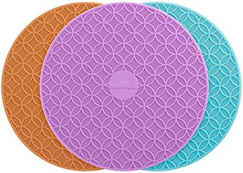 DeHubo 6.4 Inch Silicone Bowl Mat,Silicone Coaster - Silicone Teapot Trivet Silicone Cup Trivet and Hot Pads Decorative Drink Coasters -3 Set in Bright Colors (Orange+Purple+Blue)